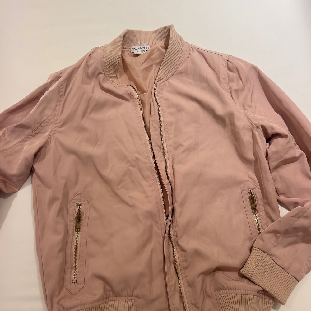 Vagabond Womens Dusty Rose Pink Full Zip Bomber Jacket Small GSJ468